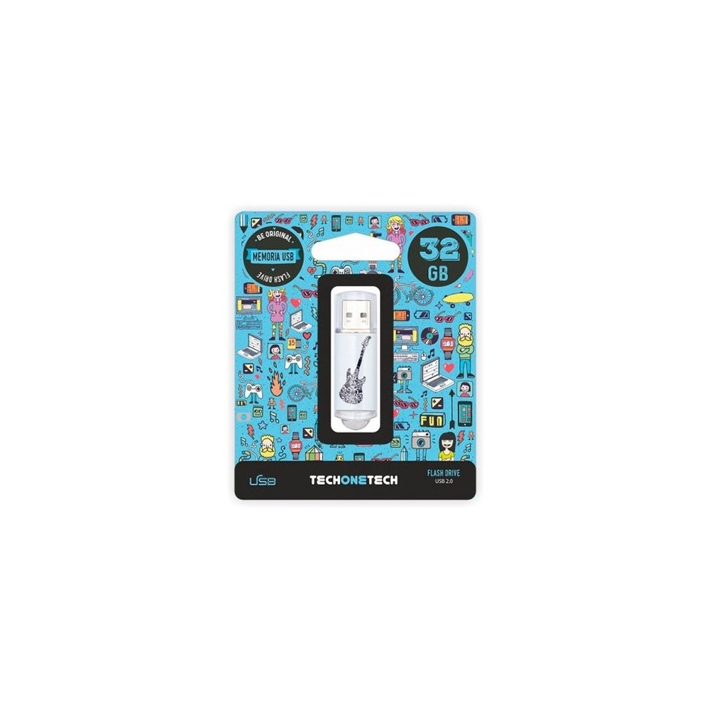 PENDRIVE 32GB Tech One Tech CRAZY BLACK GUITAR