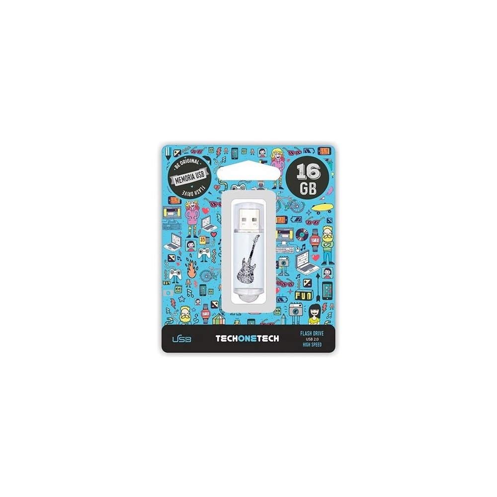 PENDRIVE 16GB Tech One Tech CRAZY BLACK GUITAR