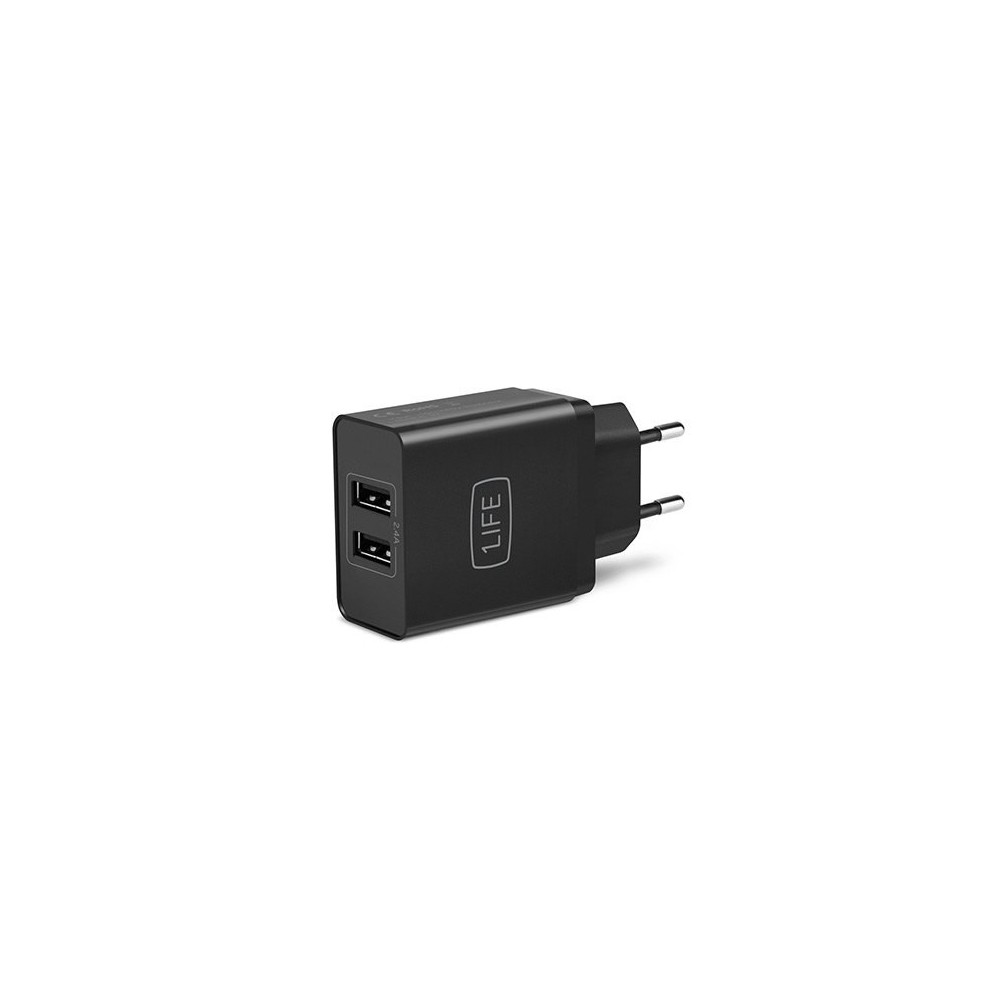 1LIFE CHARGER 2XUSB HOUSE BLACK