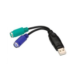 AISENS ADAPTER USB(A) TO 2XPS2 F 15CM BLACK